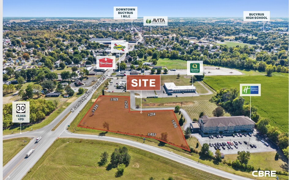 1575 N Sandusky Ave, Bucyrus, OH for sale - Aerial - Image 3 of 3