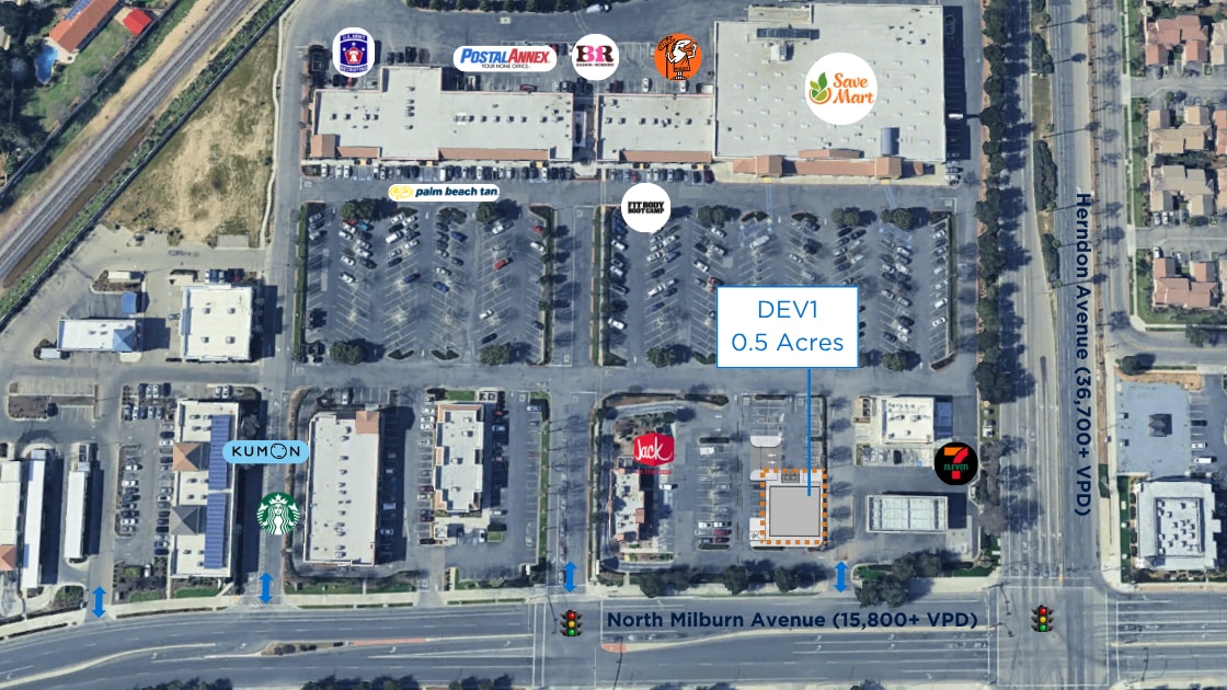 6701-6797 N Milburn Ave, Fresno, CA for lease Aerial- Image 1 of 1