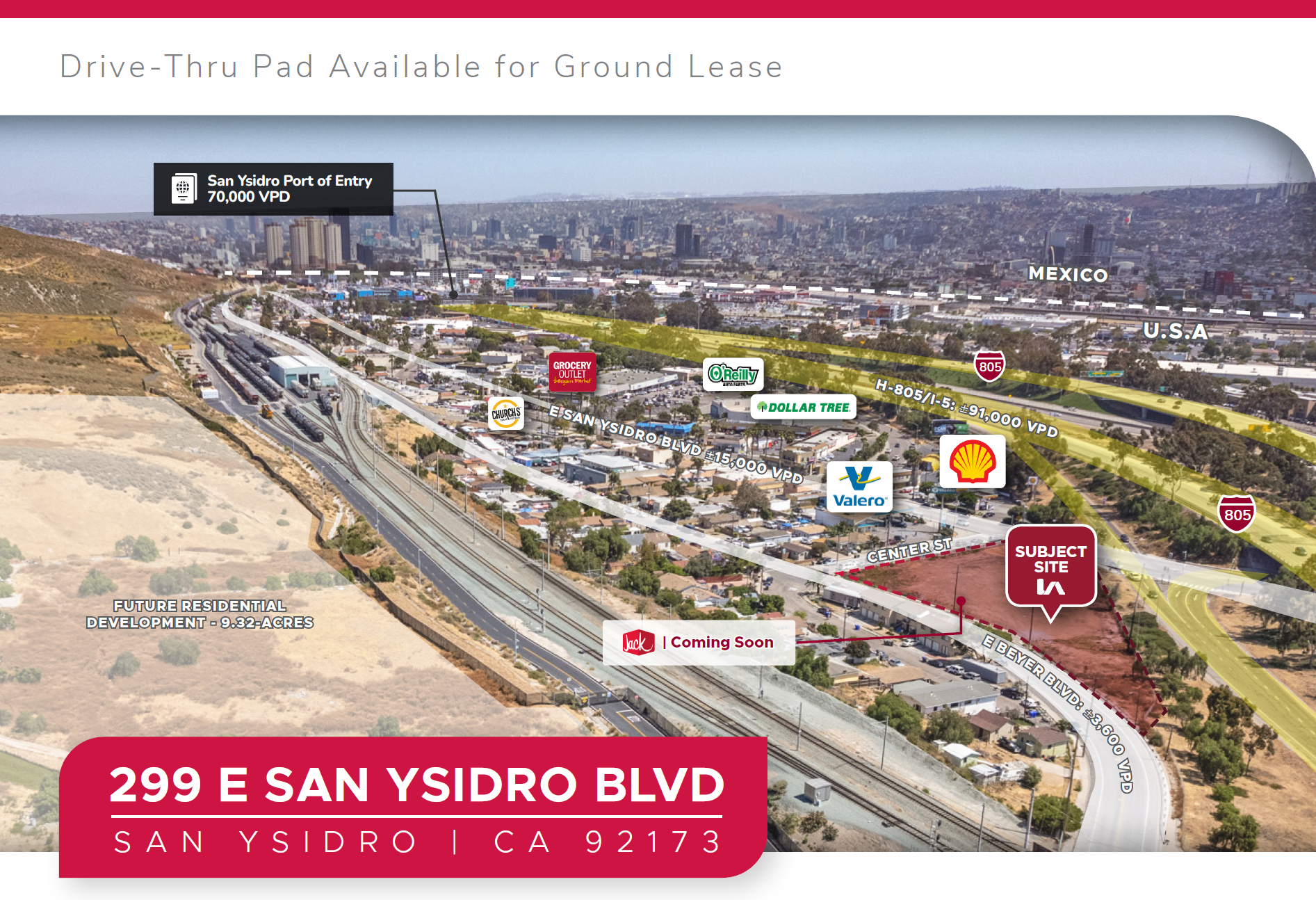 299 E San Ysidro Blvd, San Diego, CA for lease Aerial- Image 1 of 4