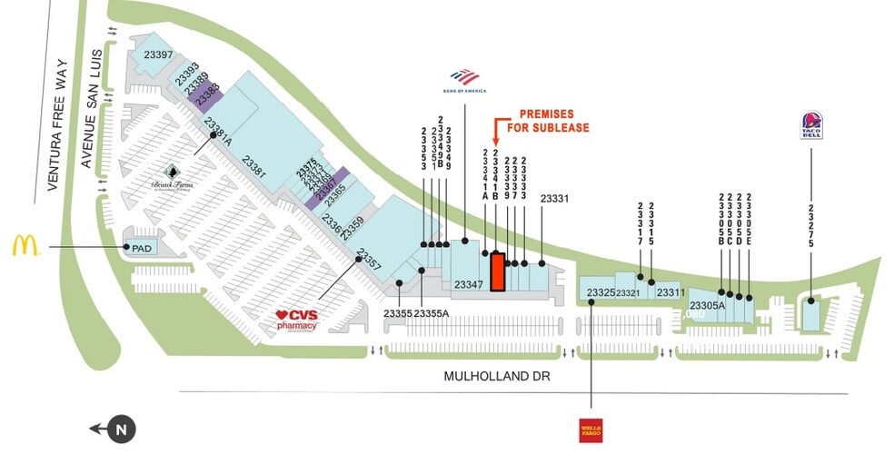 23331-23391 Mulholland Dr, Woodland Hills, CA for lease - Site Plan - Image 1 of 5