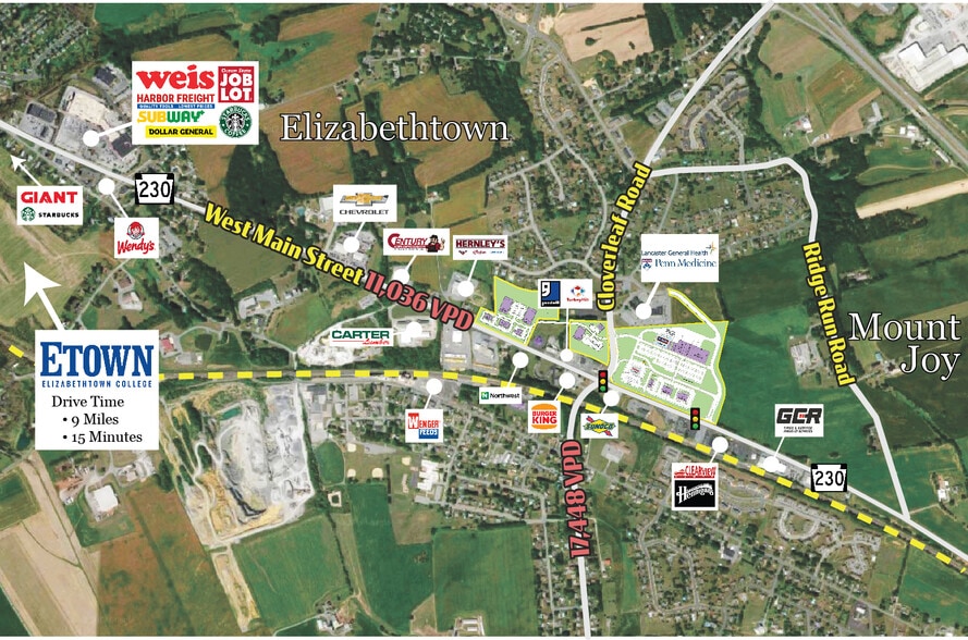 Route 230 and  Cloverleaf Rd, Elizabethtown, PA for lease - Aerial - Image 2 of 2