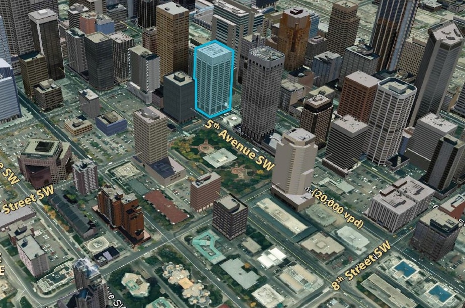 639 5th Ave SW, Calgary, AB for lease Aerial- Image 1 of 11