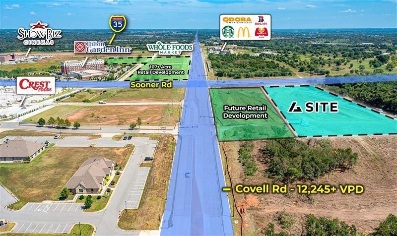 SWC Sooner & Covell, Edmond, OK for lease Aerial- Image 1 of 2