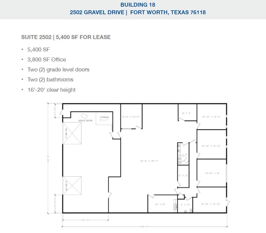 2501-2519 Gravel Dr, Fort Worth, TX for lease Floor Plan- Image 1 of 1