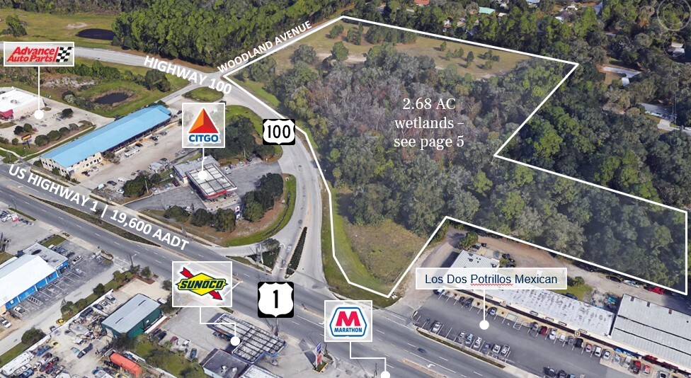 E Woodland St & SR 100, Bunnell, FL for sale Aerial- Image 1 of 3