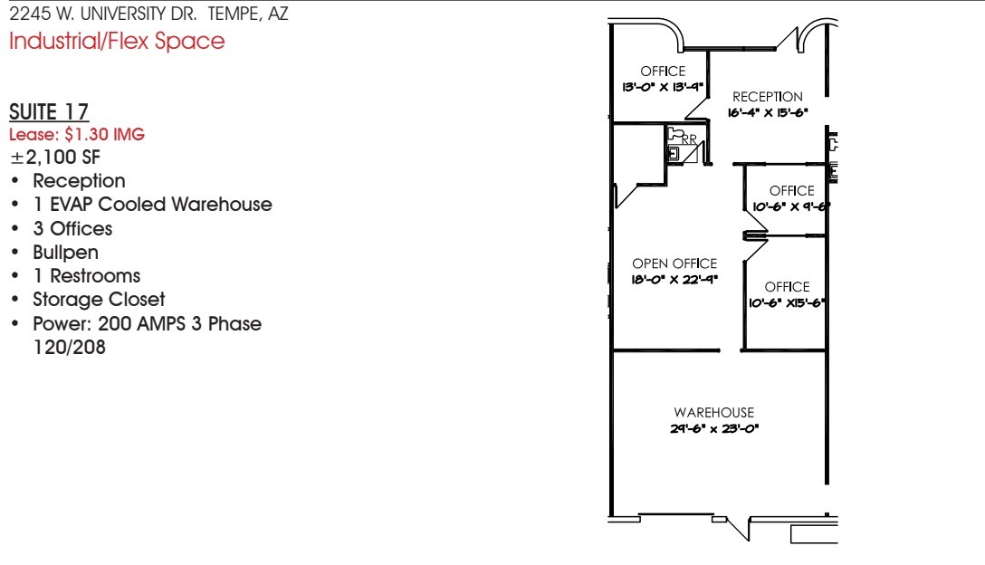 2245 W University Dr, Tempe, AZ for lease Floor Plan- Image 1 of 1