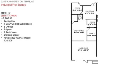 2245 W University Dr, Tempe, AZ for lease Floor Plan- Image 1 of 1