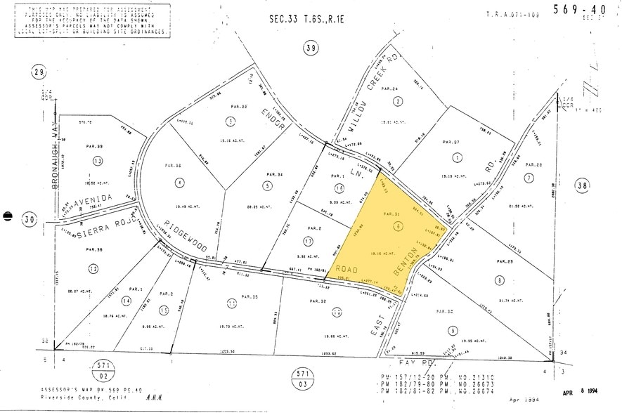 44730 Ridgewood Rd, Hemet, CA for sale - Plat Map - Image 1 of 1