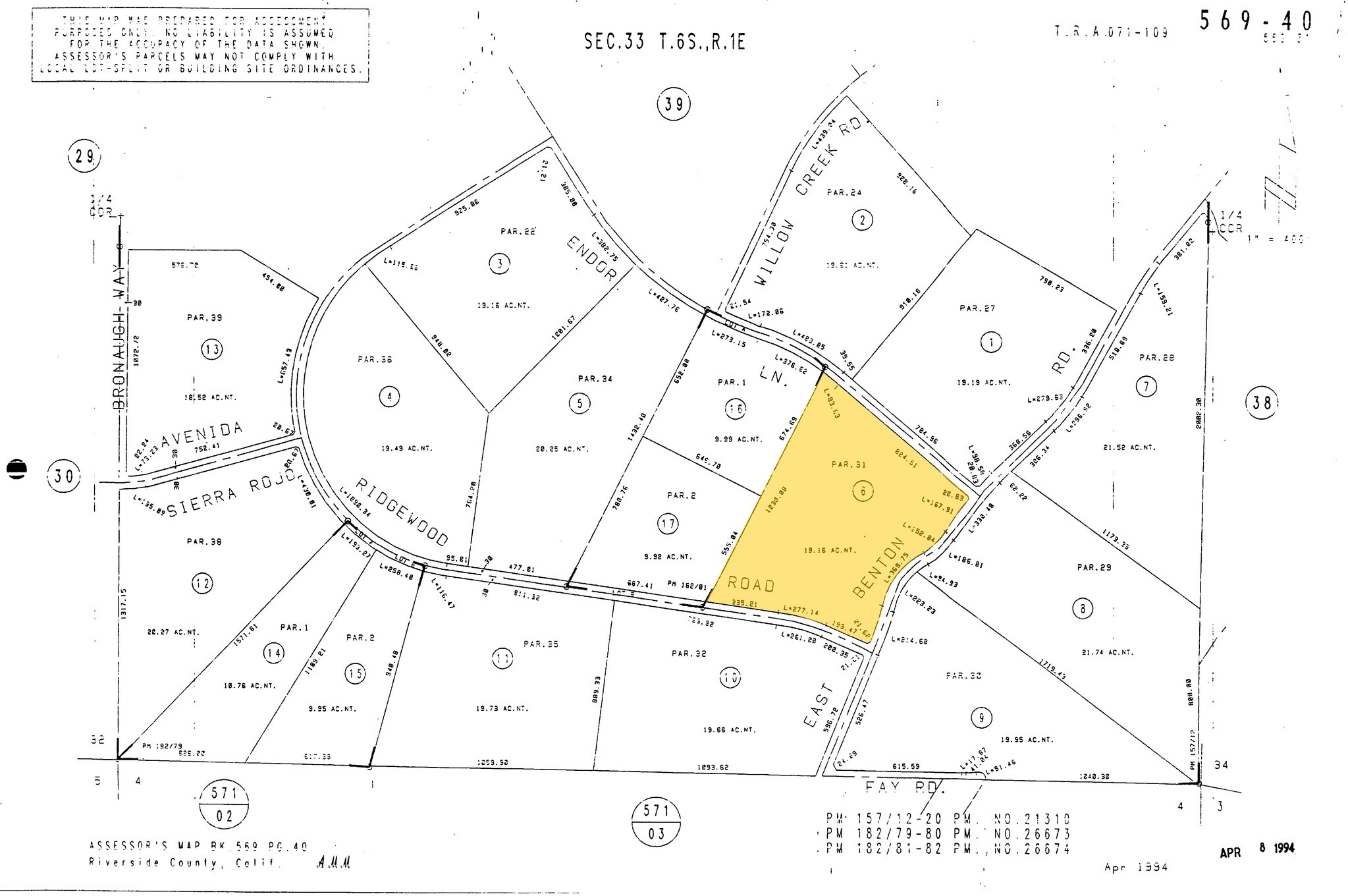44730 Ridgewood Rd, Hemet, CA for sale Plat Map- Image 1 of 1