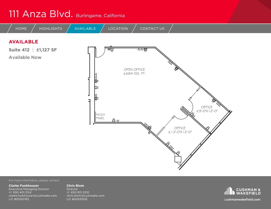 111 Anza Blvd, Burlingame, CA for lease Floor Plan- Image 1 of 1