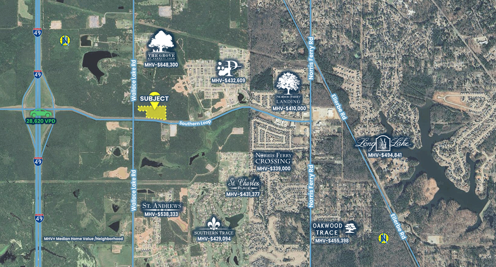 0 Wallace Lake Rd, Shreveport, LA for sale - Aerial - Image 3 of 4