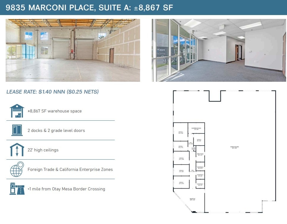 9835 Marconi Dr, San Diego, CA for lease Floor Plan- Image 1 of 1