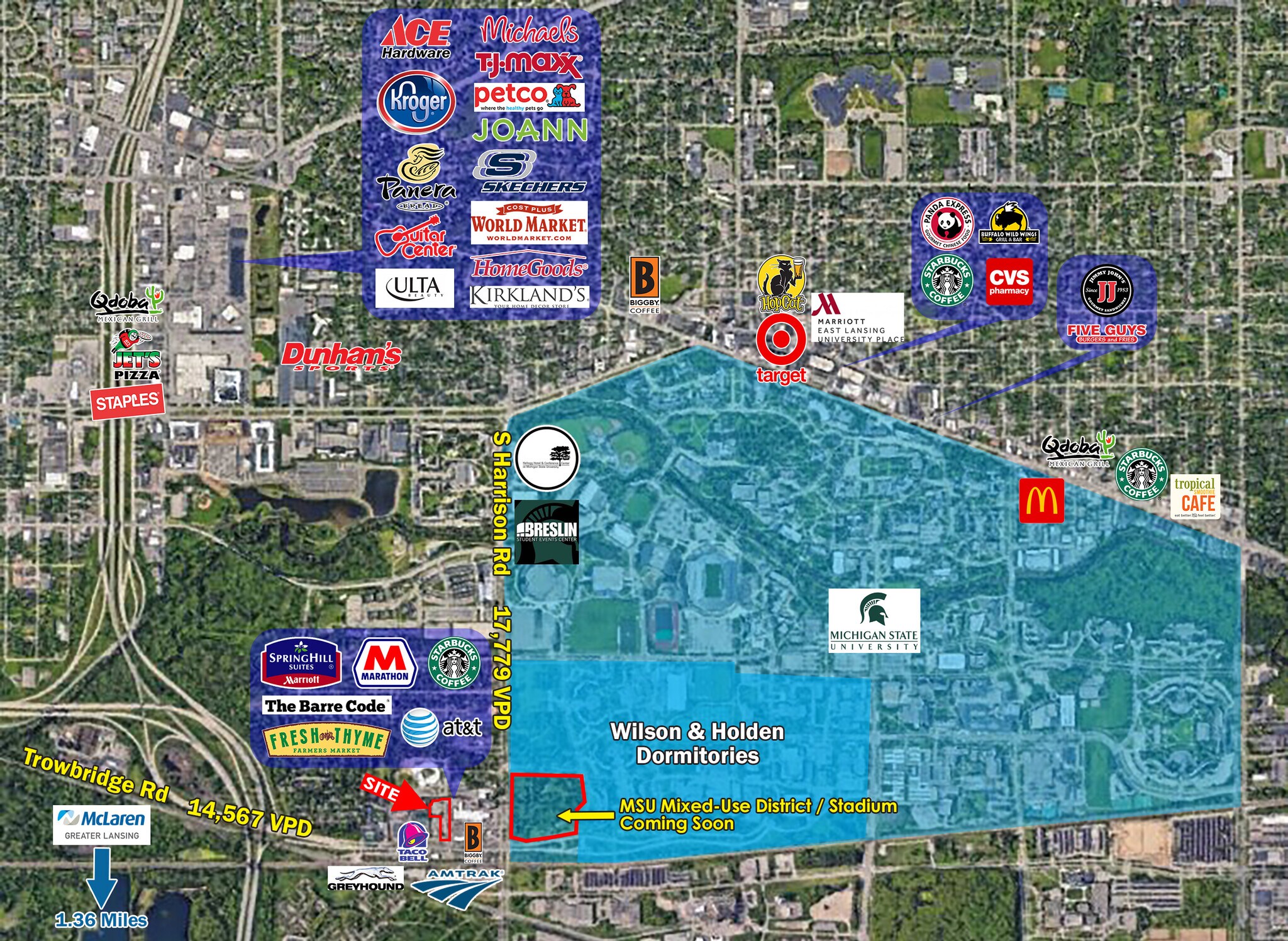 1000 Trowbridge Rd, East Lansing, MI for sale Aerial- Image 1 of 1