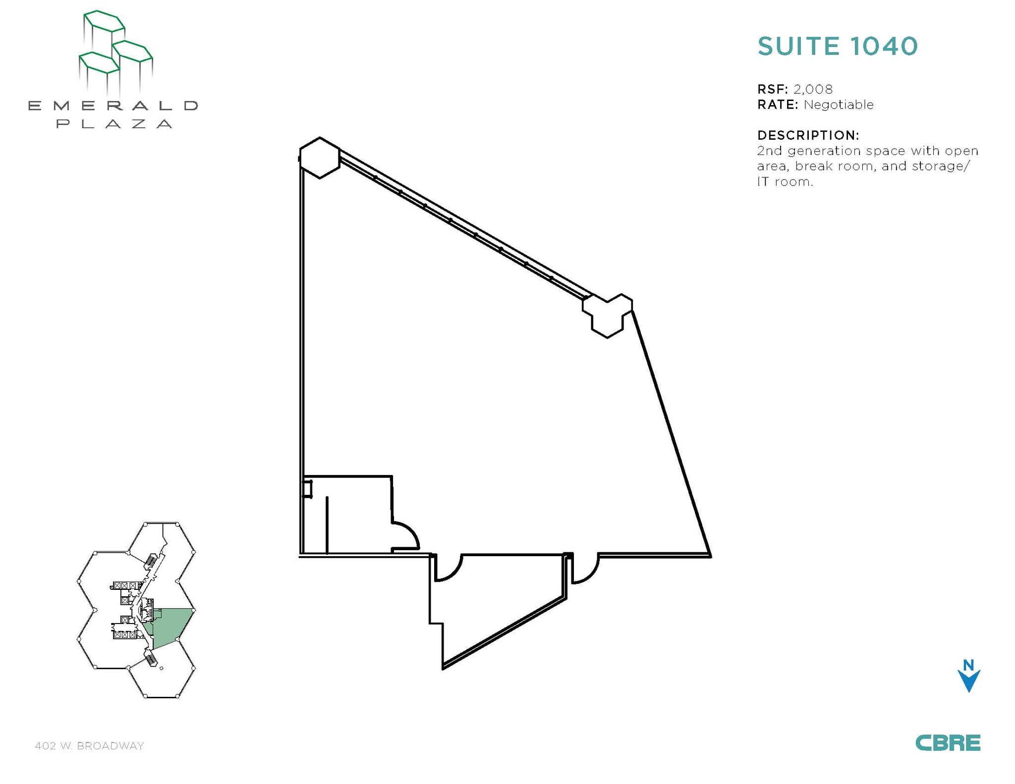 402 W Broadway, San Diego, CA for lease Floor Plan- Image 1 of 2