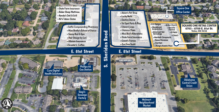 6703-6709 E 81st St, Tulsa, OK - aerial  map view