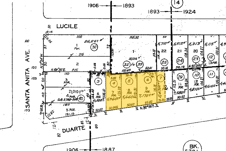 23-25 E Duarte Rd, Arcadia, CA for lease - Plat Map - Image 2 of 2