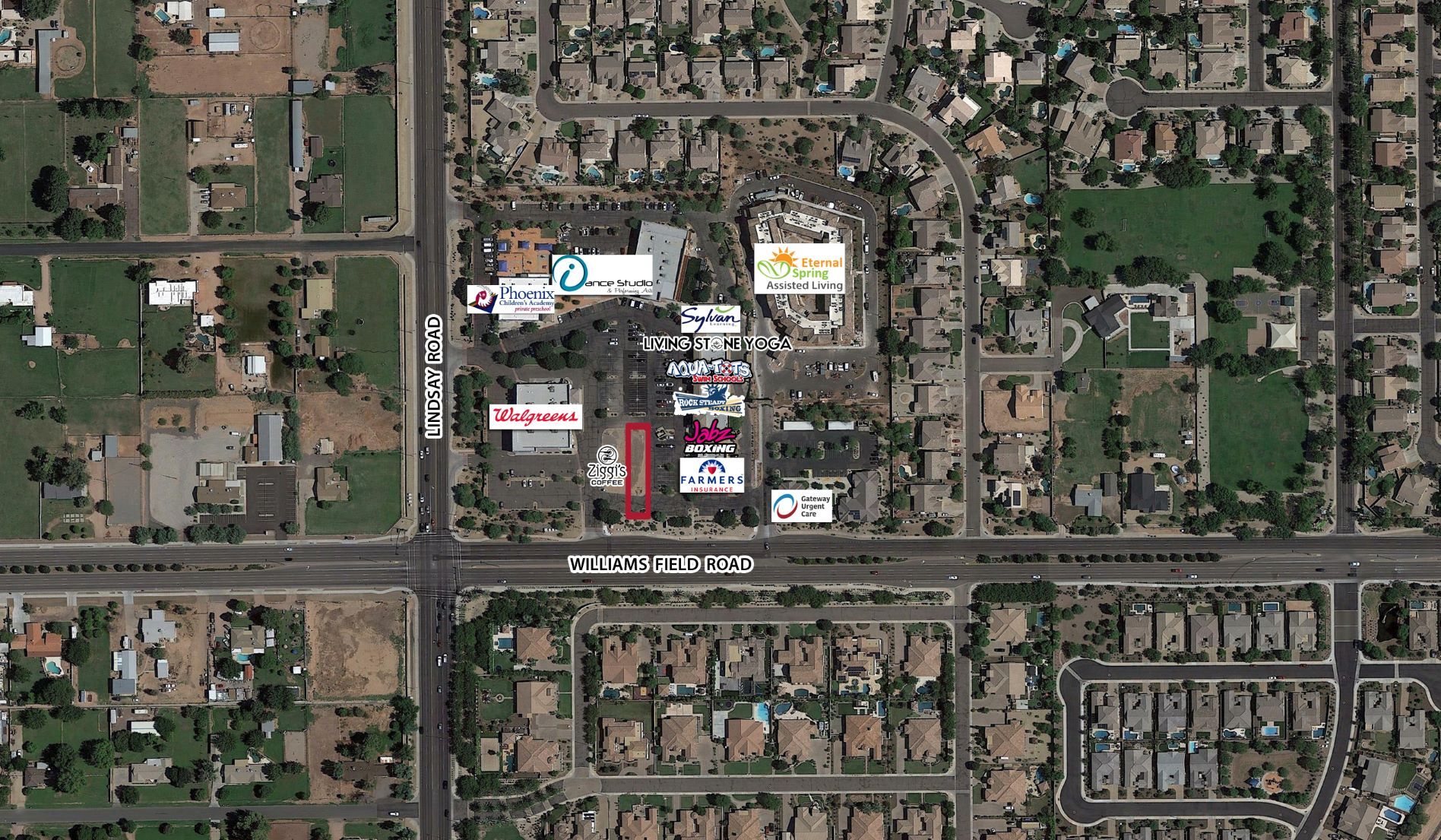 NE Lindsay Rd & Williams Field Rd, Gilbert, AZ for lease Aerial- Image 1 of 4