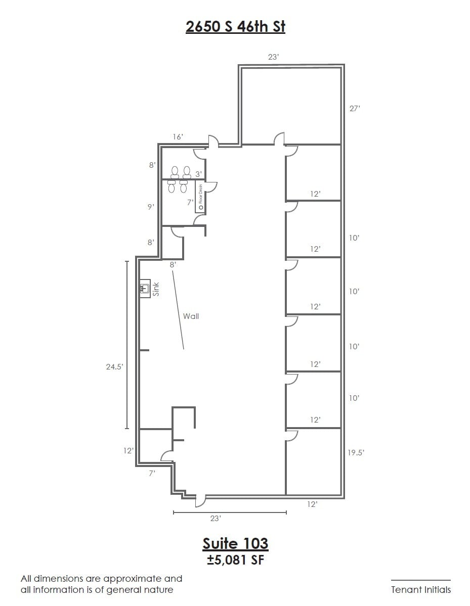 2650 S 46th St, Phoenix, AZ for lease Floor Plan- Image 1 of 4