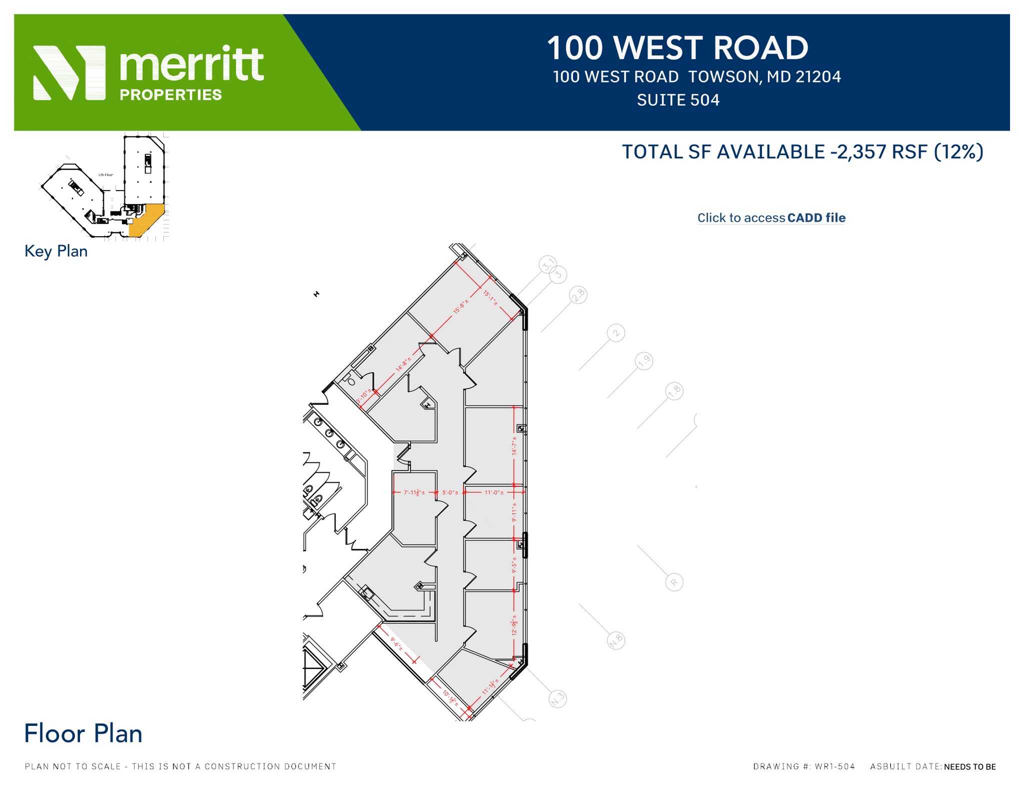 100 West Rd, Towson, MD for lease Floor Plan- Image 1 of 1