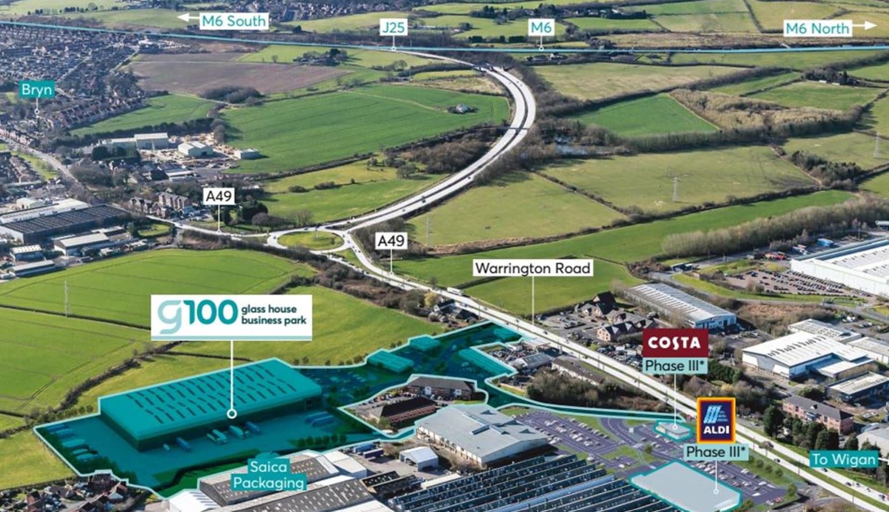 Warrington Rd, Wigan for lease Aerial- Image 1 of 2