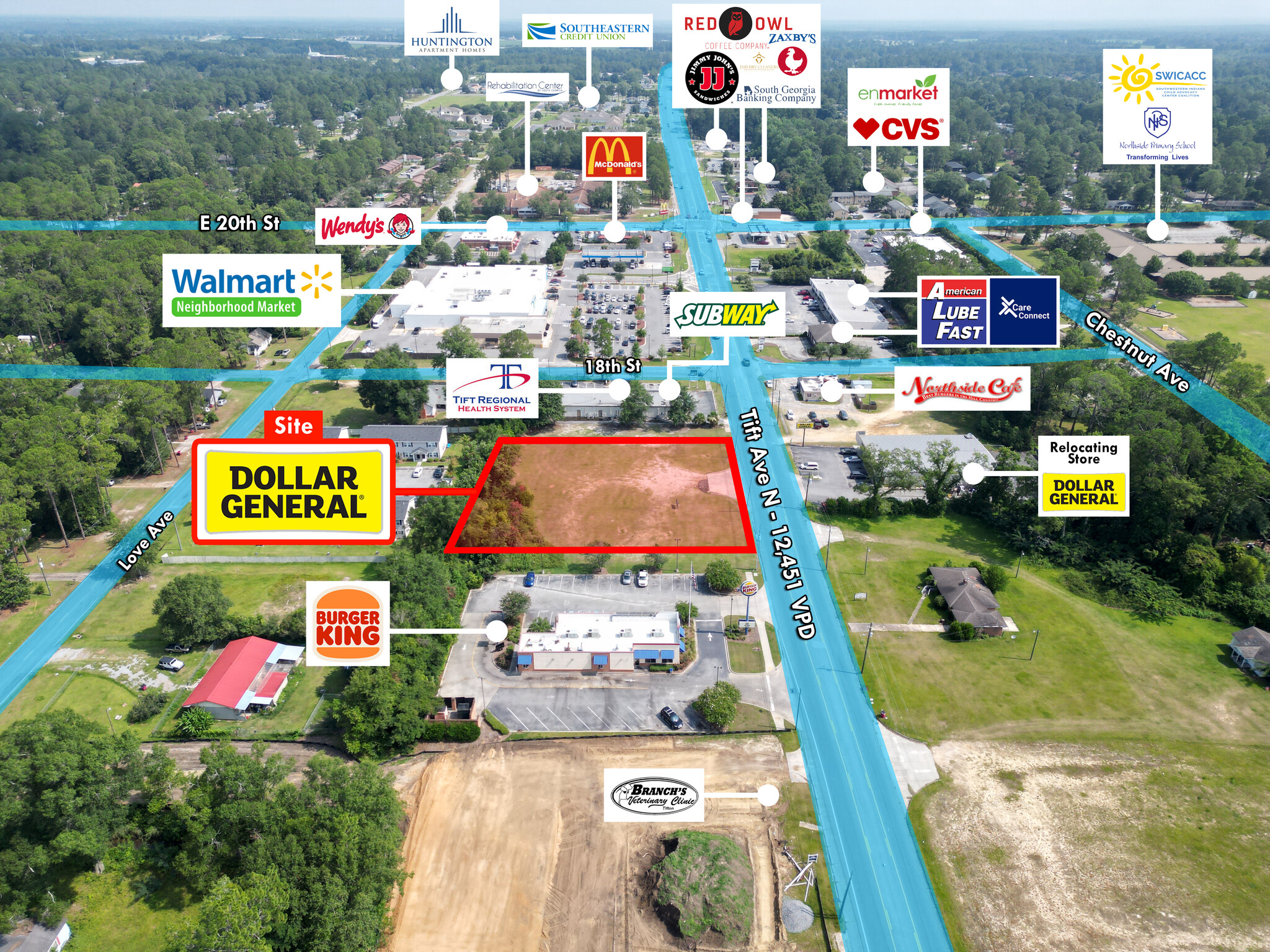 1618 Tift Ave N, Tifton, GA 31794 BRAND NEW DOLLAR GENERAL RELOCATION