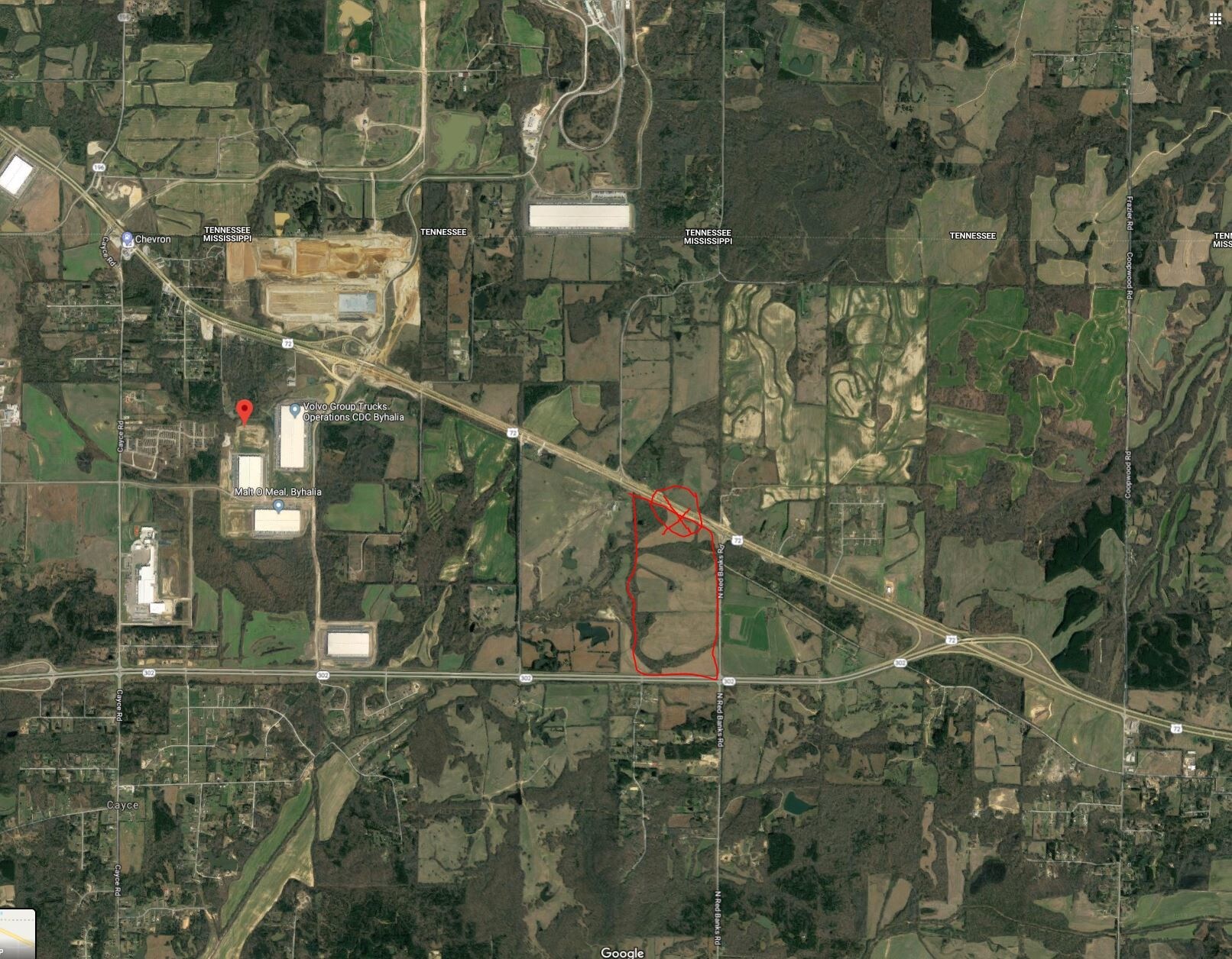 Hwy 72 & Red Banks Rd, Byhalia, MS for sale Aerial- Image 1 of 3