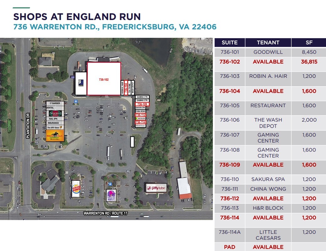 736 Warrenton Rd, Fredericksburg, VA for lease Site Plan- Image 1 of 1