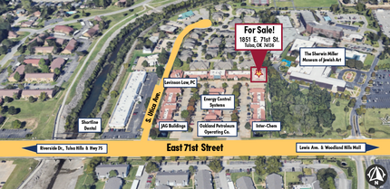 1851 E 71st St, Tulsa, OK - aerial  map view