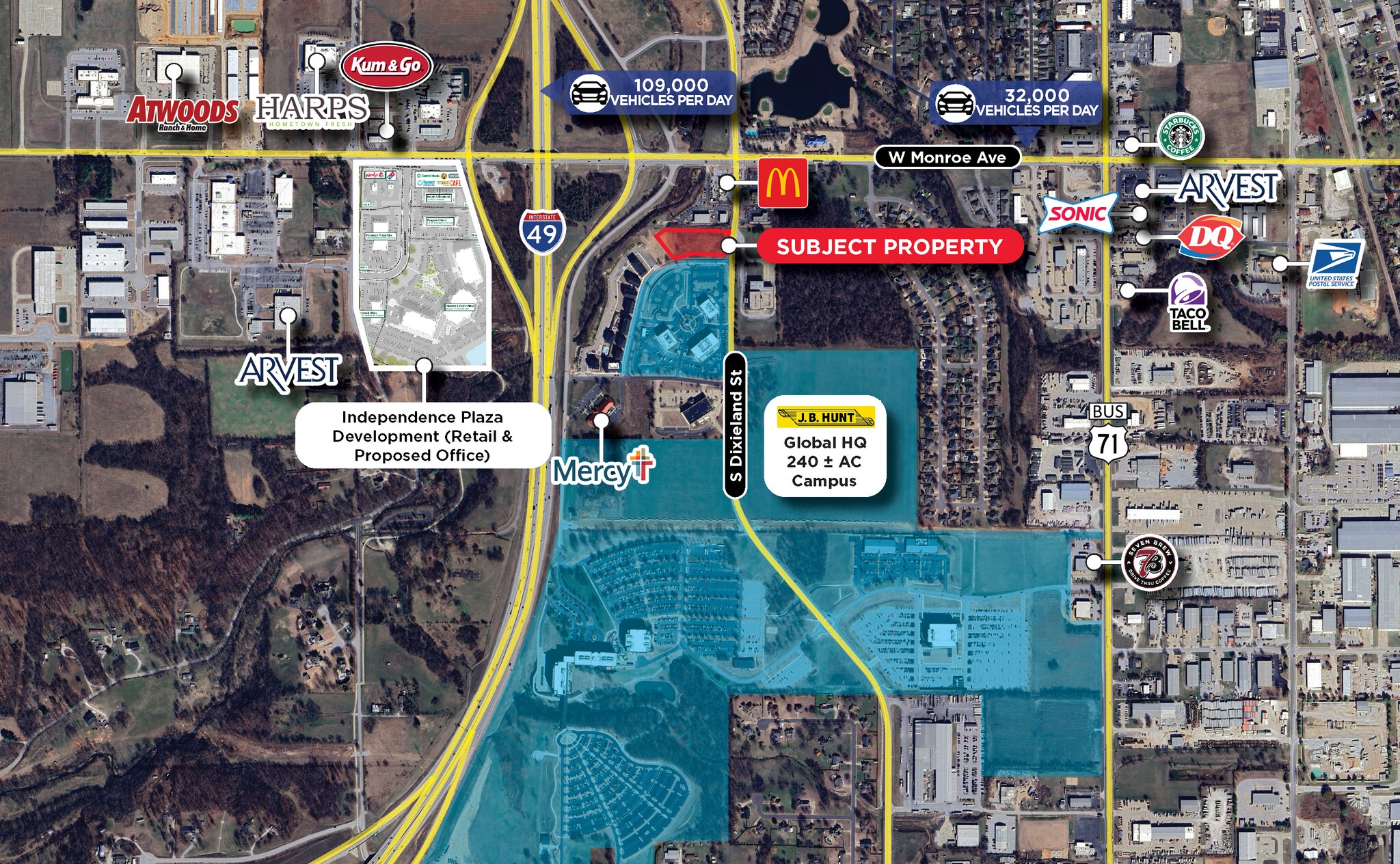 Commerce Creek Dr, Lowell, AR for sale Aerial- Image 1 of 4