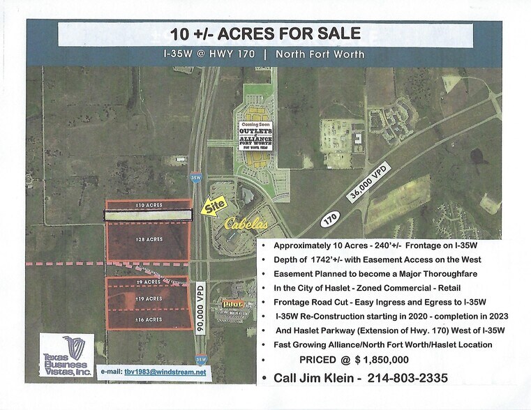 I-35W North Fort Worth & 877 Harmon Road, Tx, Haslet, TX for sale - Aerial - Image 1 of 1