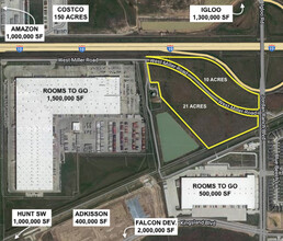 SWC I-10 @ Jordan Ranch blvd, Brookshire, TX - aerial  map view