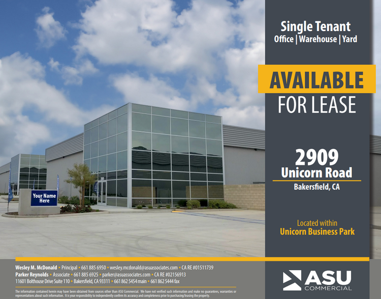 2909 Unicorn Rd, Bakersfield, CA for lease - Building Photo - Image 1 of 8