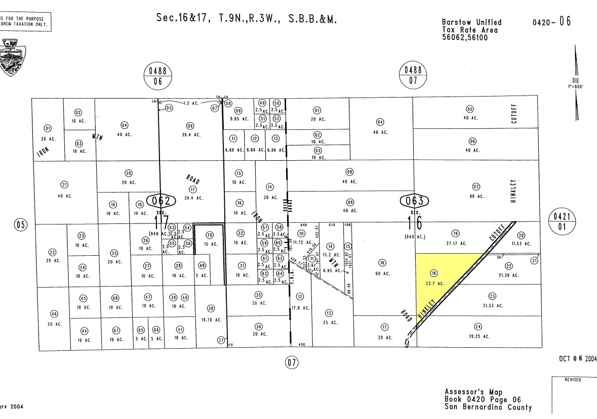Iron Mountain Rd & Hinkley Rd, Barstow, CA for sale Plat Map- Image 1 of 1