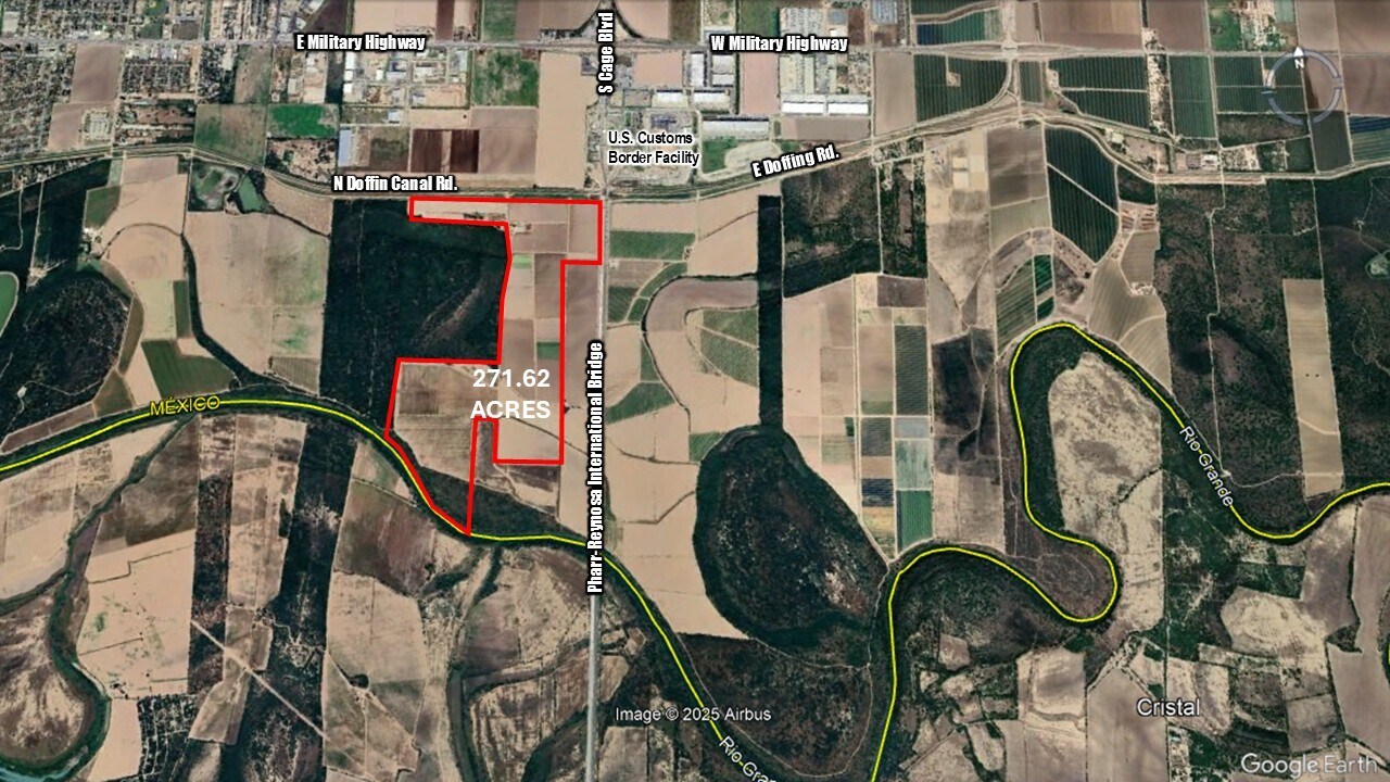 271.62 Acs on West side of Pharr Intl. Bridge, Pharr, TX for sale Aerial- Image 1 of 7