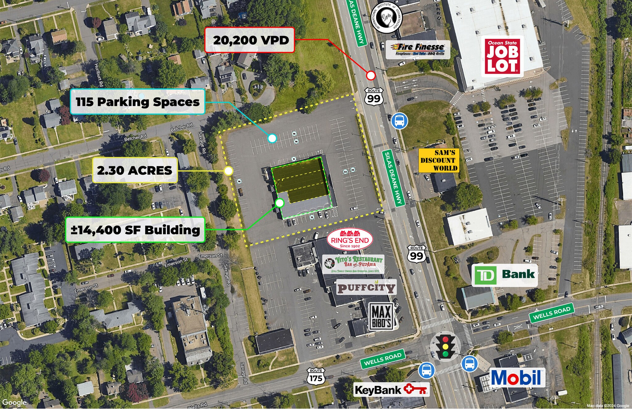 657 Silas Deane Hwy, Wethersfield, CT for sale Aerial- Image 1 of 1