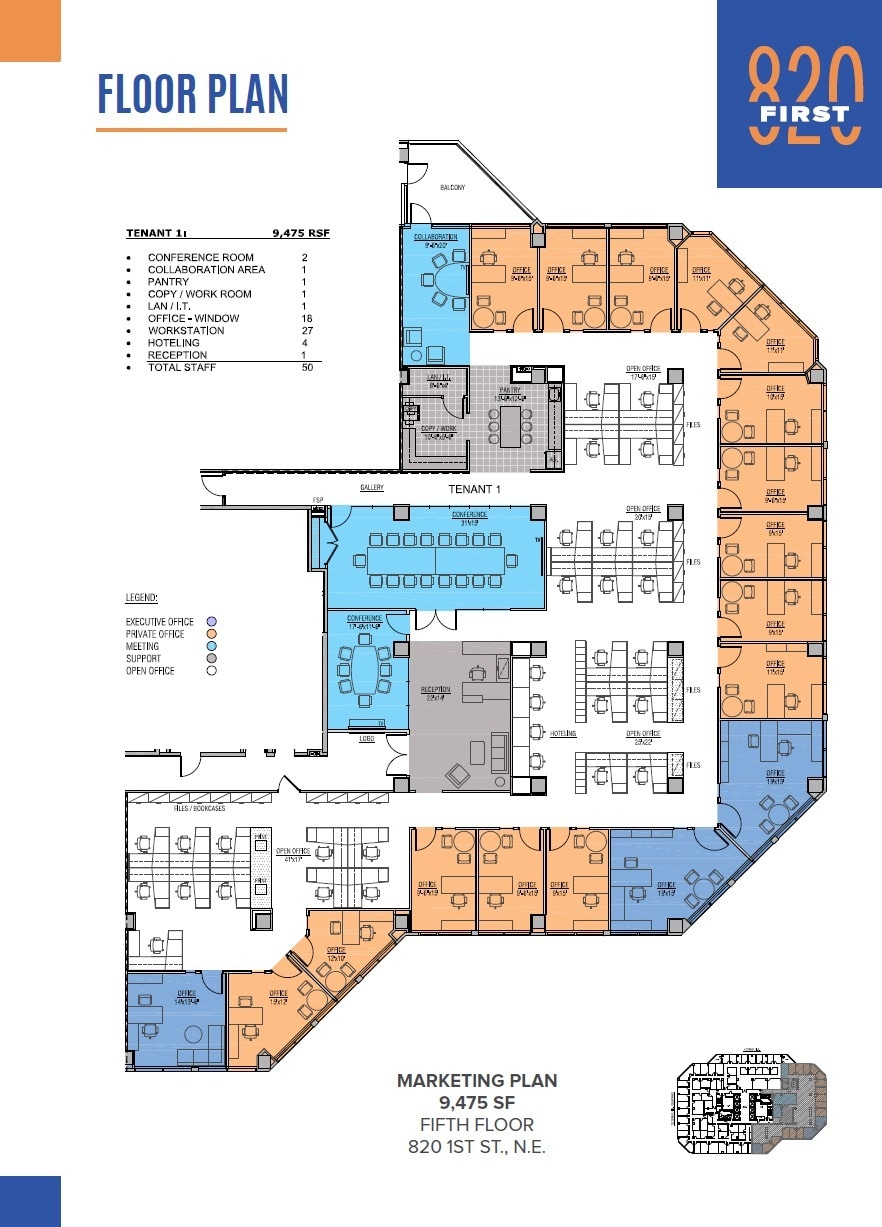 820 1st St NE, Washington, DC for lease Floor Plan- Image 1 of 2