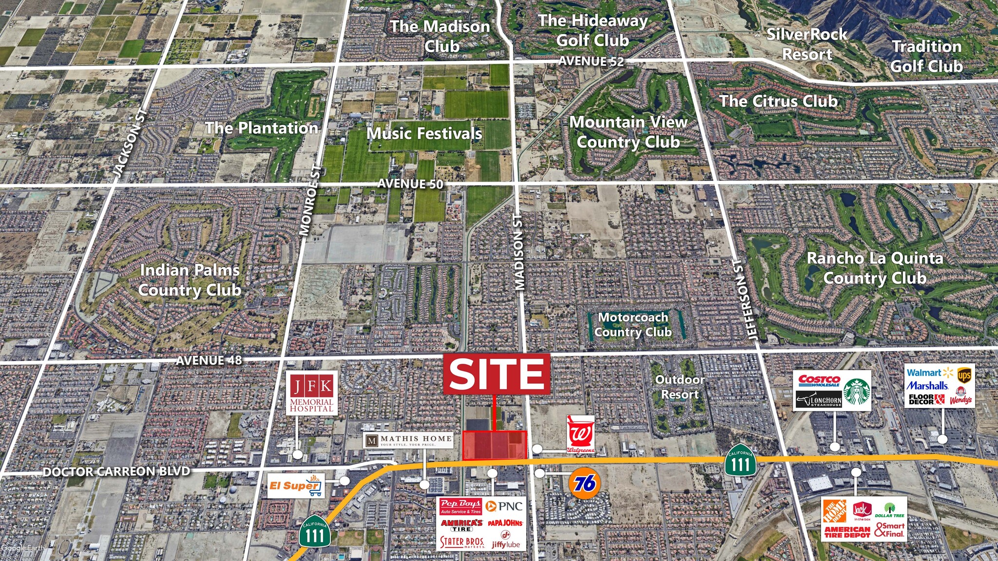 SEC Highway 111 & Madison St, Indio, CA for sale Aerial- Image 1 of 5