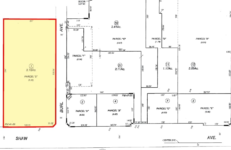 2103 N Shaw Ave, Clovis, CA for sale Plat Map- Image 1 of 1