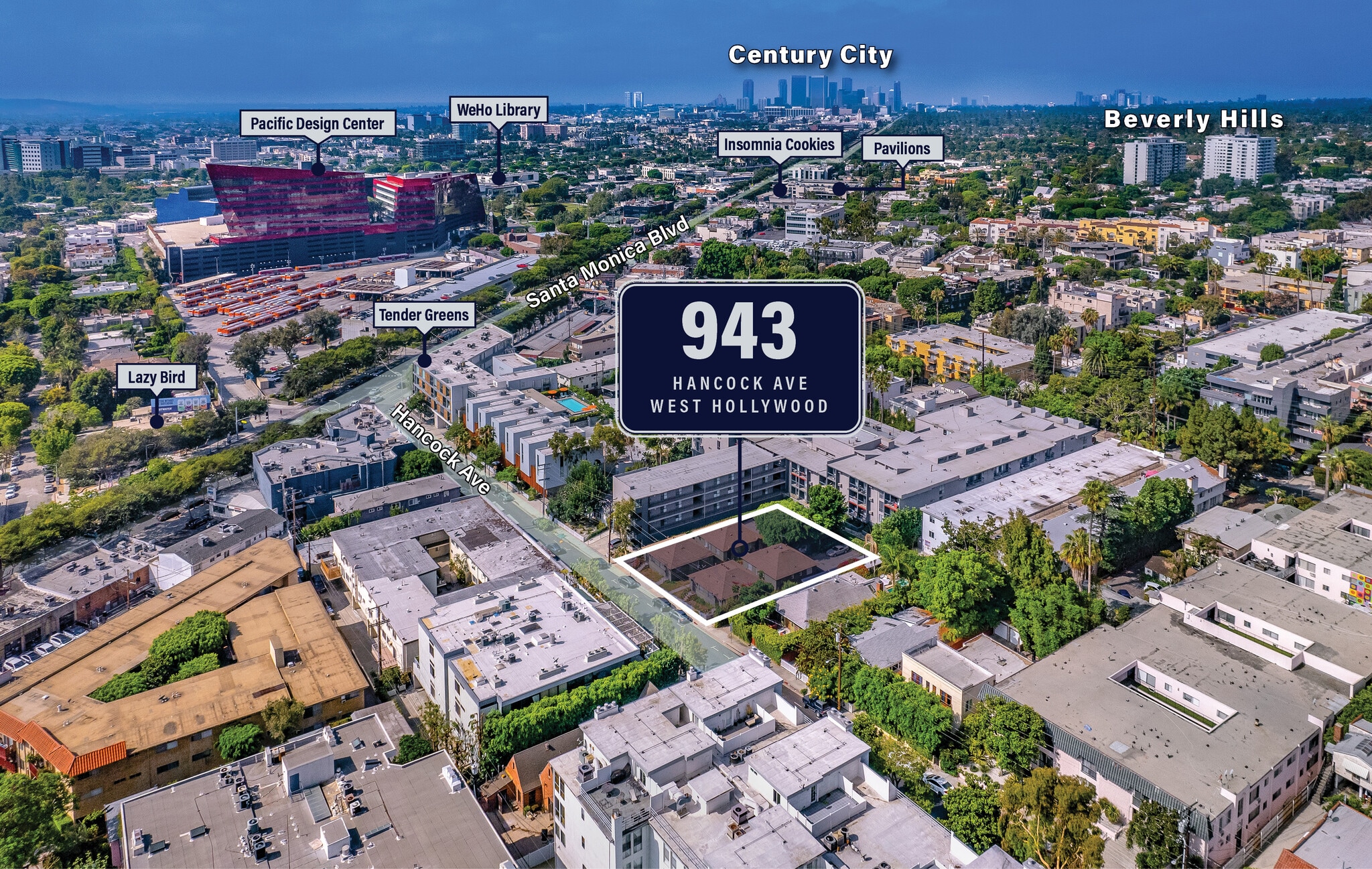 943 Hancock Ave, West Hollywood, CA for sale Aerial- Image 1 of 13