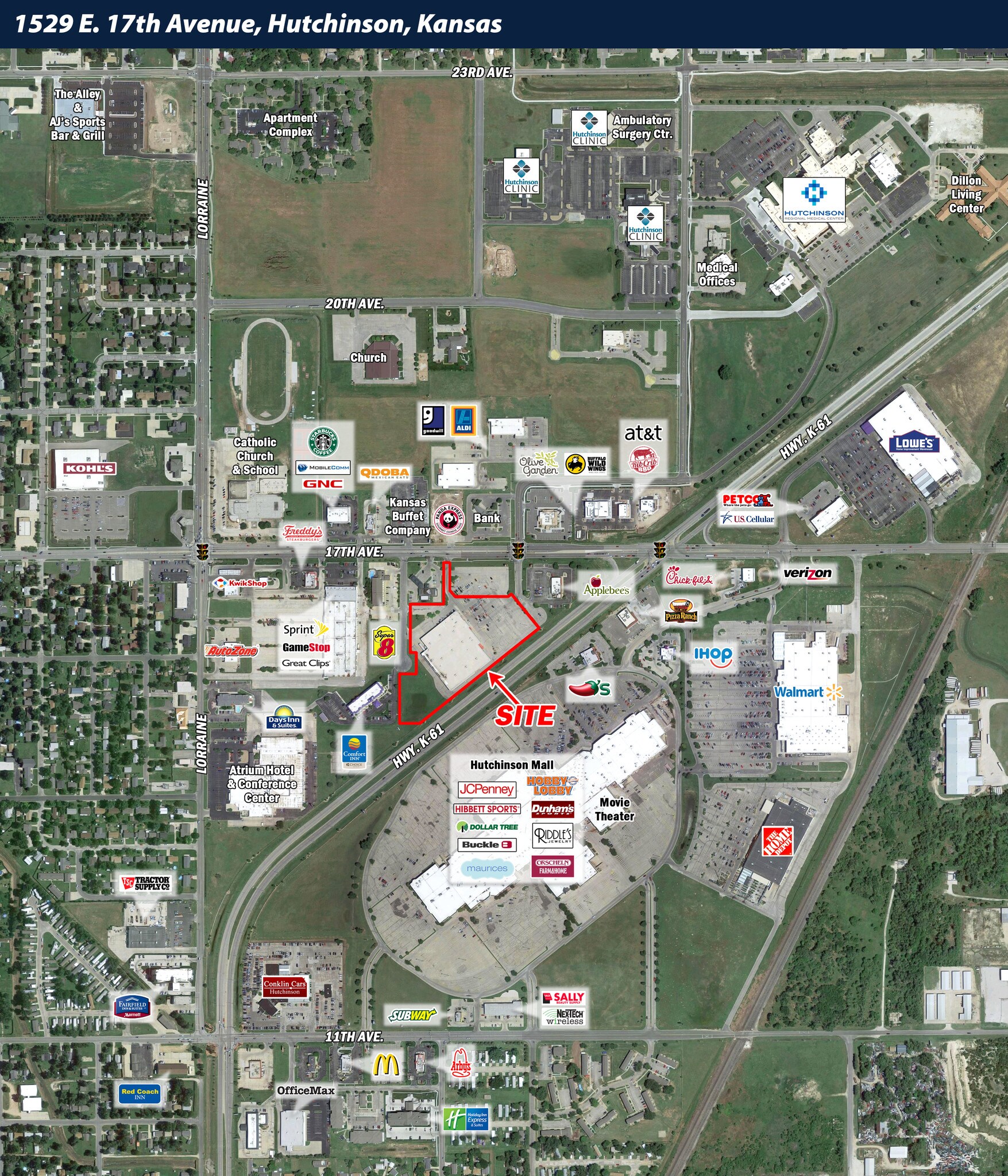 1529 E 17th Ave, Hutchinson, KS for sale Aerial- Image 1 of 1