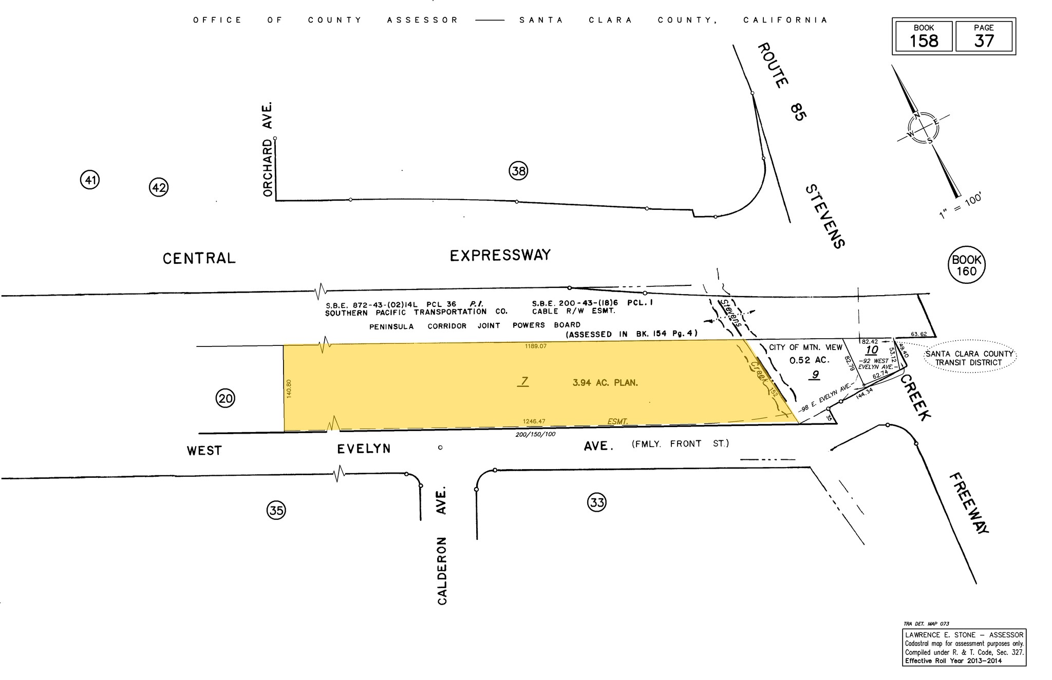 100 W Evelyn Ave, Mountain View, CA for sale Plat Map- Image 1 of 1