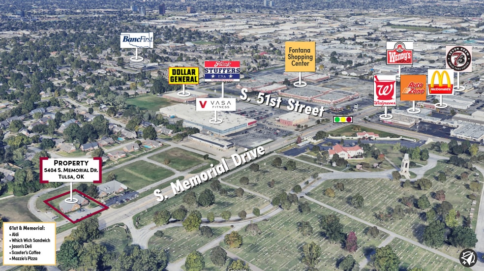 5404 S Memorial Dr, Tulsa, OK for lease - Aerial - Image 3 of 8