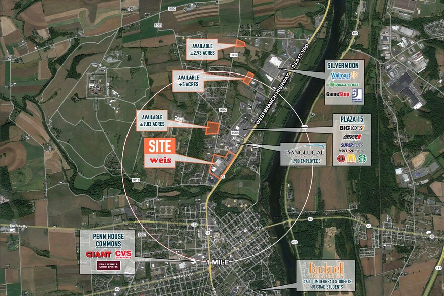 7125 Westbranch Hwy, Lewisburg, PA for lease - Aerial - Image 2 of 3