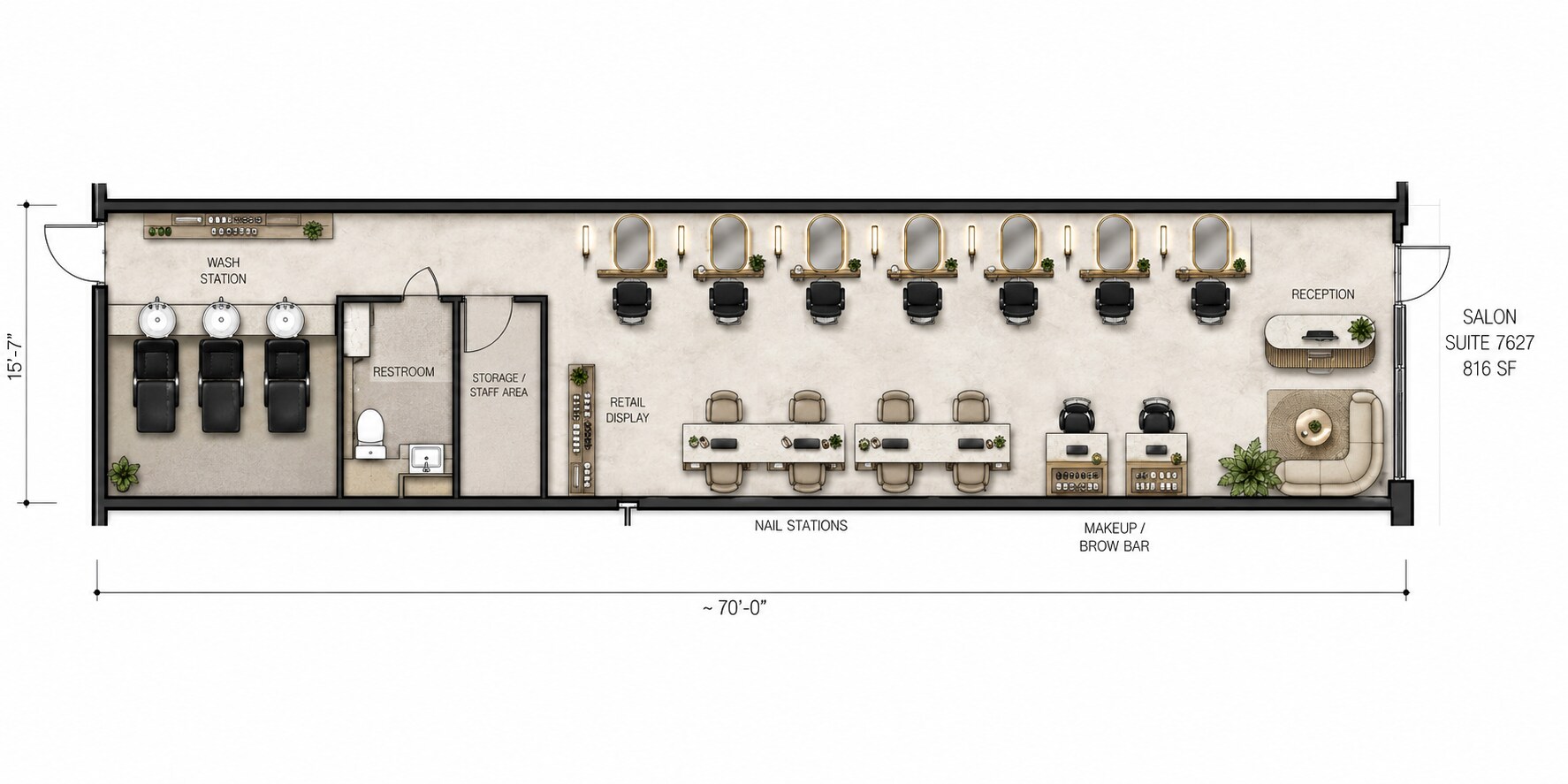 7817-7821 S Dixie Hwy, West Palm Beach, FL for lease Floor Plan- Image 1 of 2