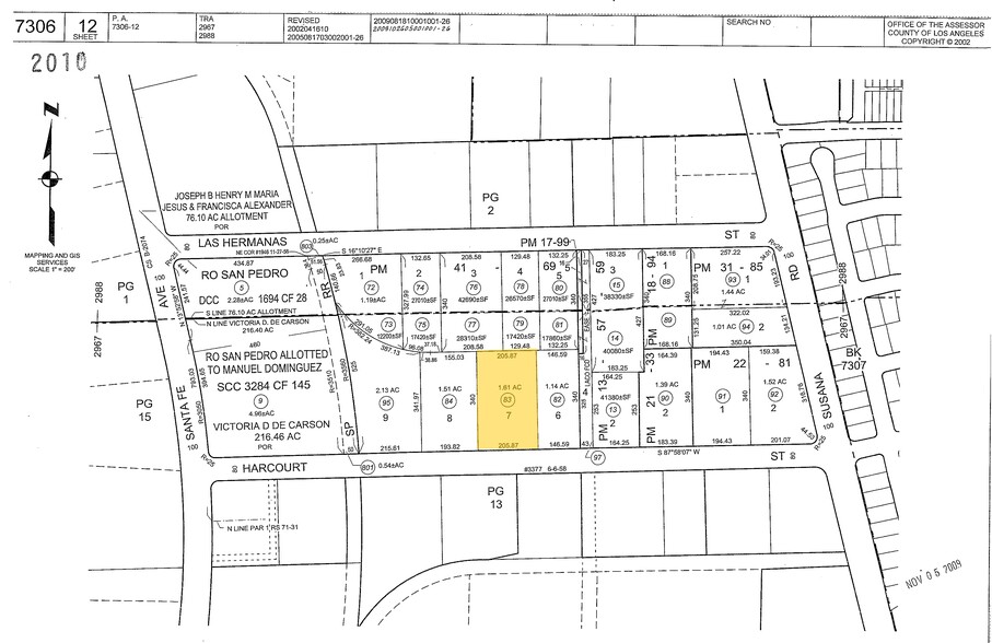 2985 E Harcourt St, Rancho Dominguez, CA for lease - Plat Map - Image 2 of 2