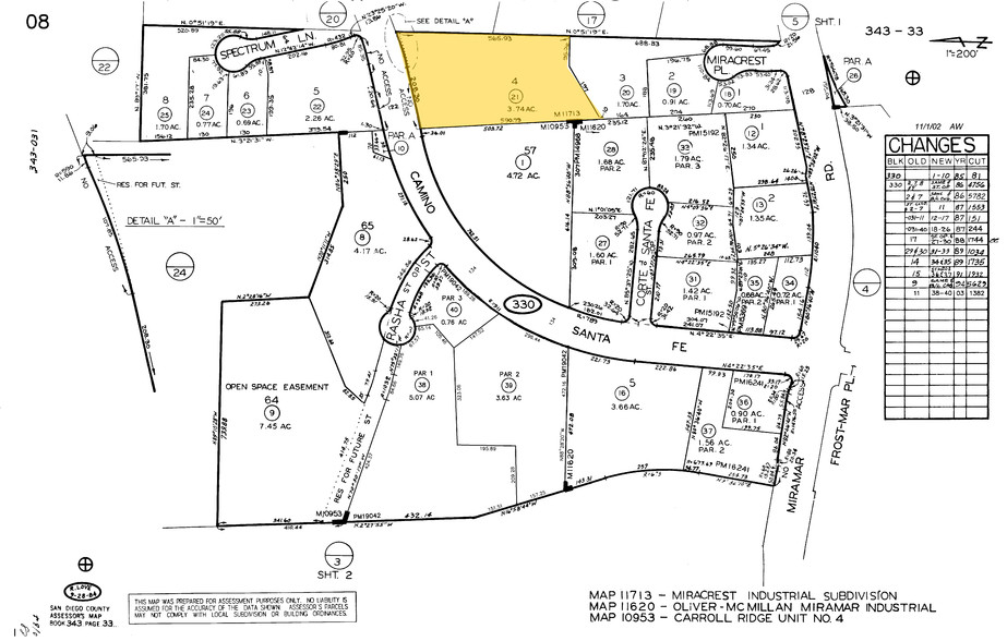 8525 Camino Santa Fe, San Diego, CA for lease - Plat Map - Image 2 of 5