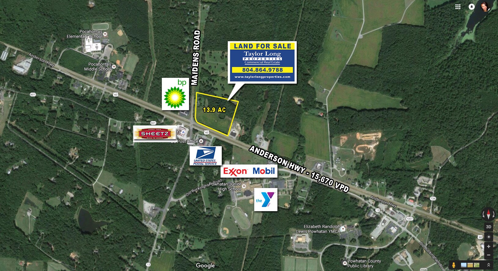 2500 Maidens Rd, Powhatan, VA, 23139 Commercial Land For Sale