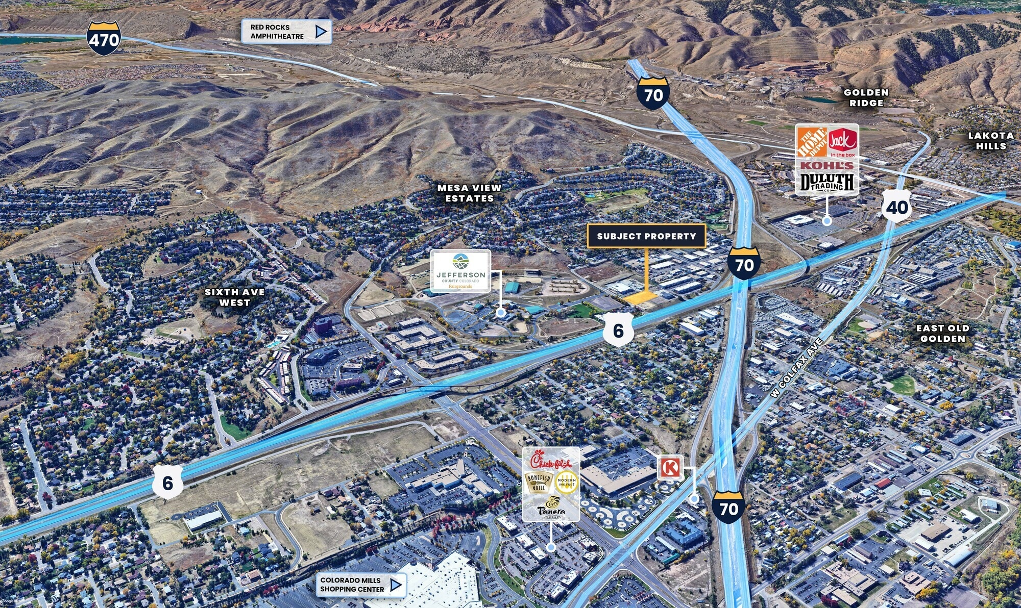 McIntyre St & W 3rd Place, Golden, CO for sale Aerial- Image 1 of 7