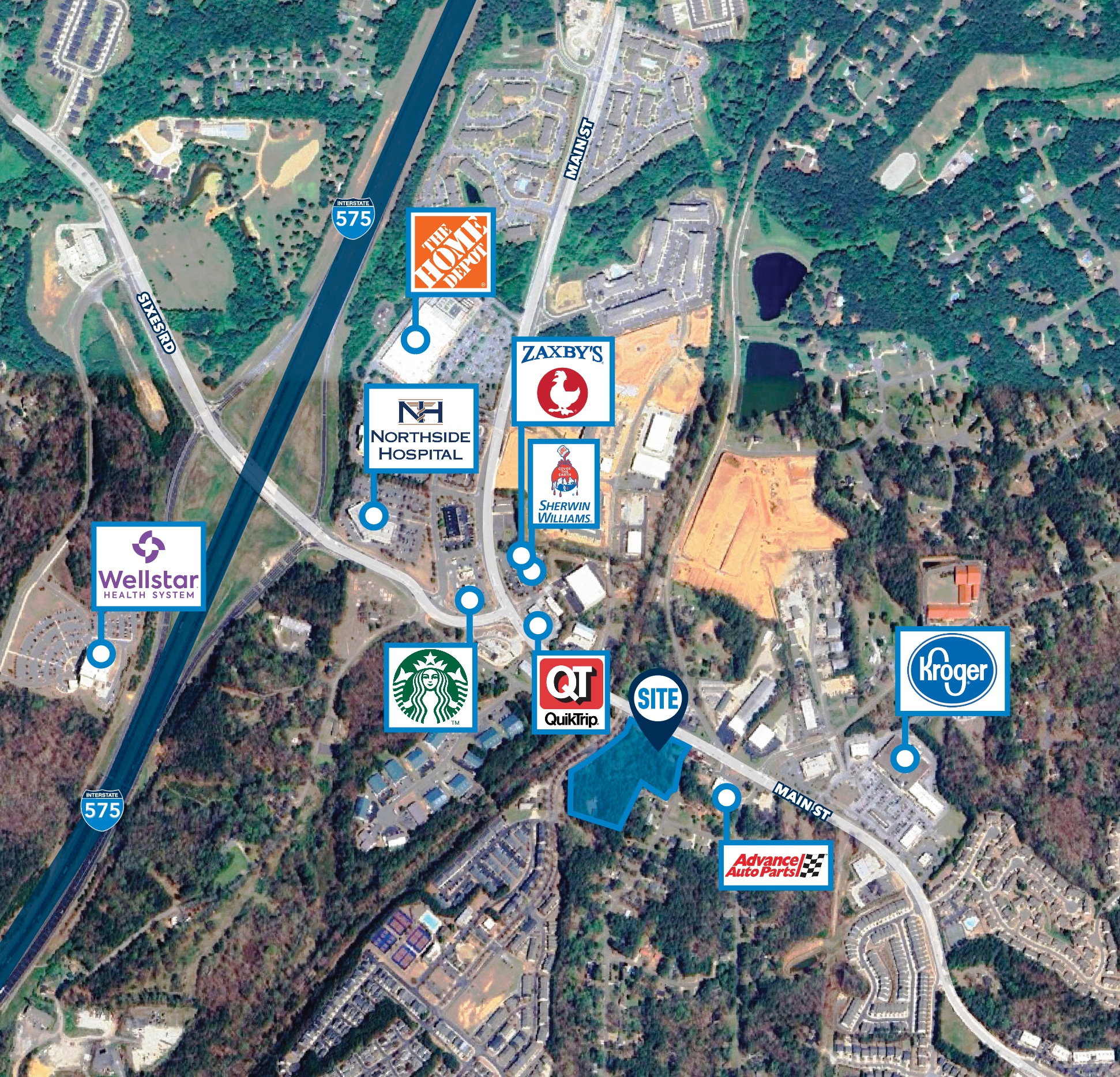 5142 Holly Springs Pky, Woodstock, GA for lease Aerial- Image 1 of 2