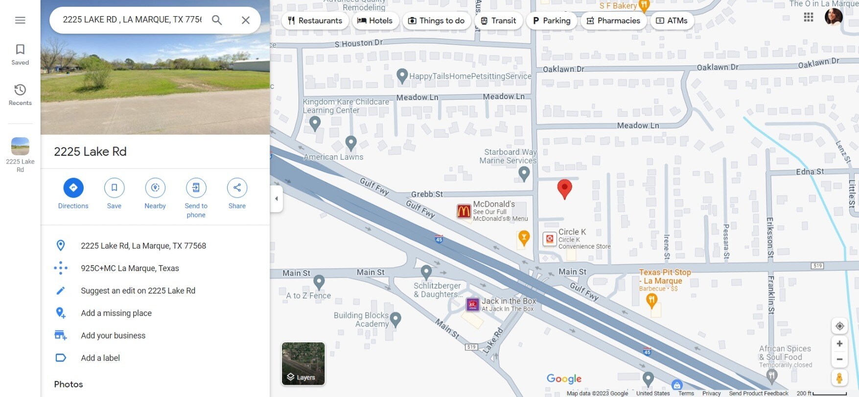 2225 LAKE, La Marque, TX 77568 Prime Lamarque Cleared Land +/ 54,226